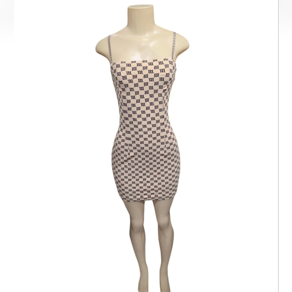 MISBHV Beige Monogram Spaghetti  Mini Dress Women’s Size XS